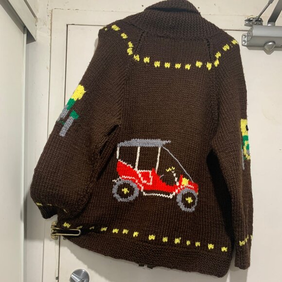 HAND KNITTED GRAPHIC SWEATER CARDIGANS SIZE XL - Picture 8 of 9